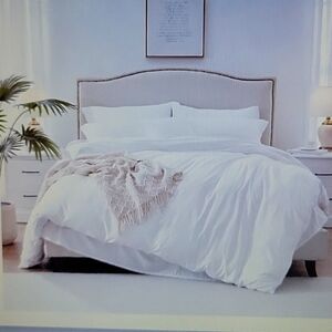Mildly White King SuperSoft duvet cover 3pc set zipper corner tie Microfiber New